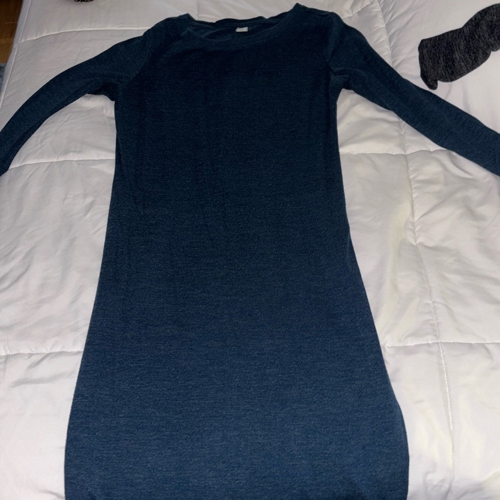 Dark blue long sleeve warm bodycon dress
